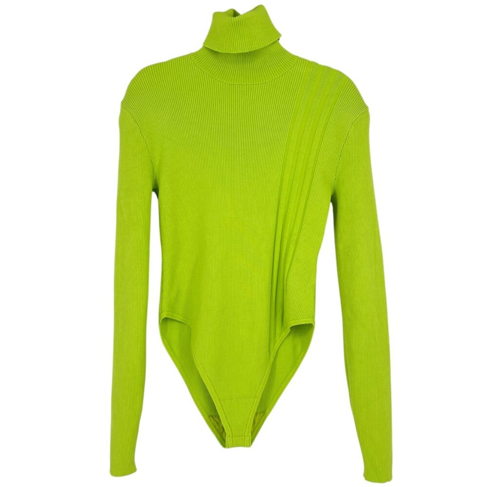 Adidas Ivy Park Halls Of Ivy Turtleneck Rib Bodysuit Semi Solar Slime Sz Medium